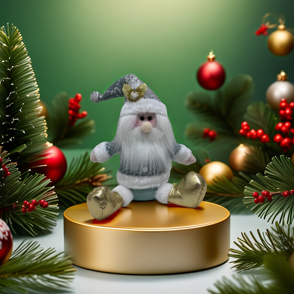 Фигурка Санта-Клауса плюшевая серебристая оптом из Китая — фотография 3