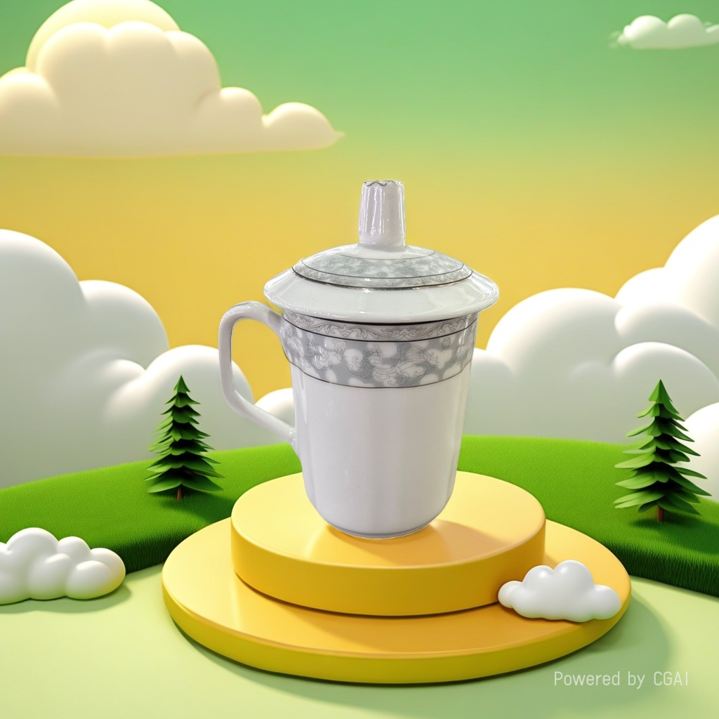 Кружка керамическая белая с крышкой оптом из Китая — фотография 3