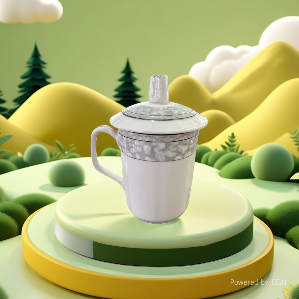 Кружка керамическая белая с крышкой оптом из Китая — фотография 5
