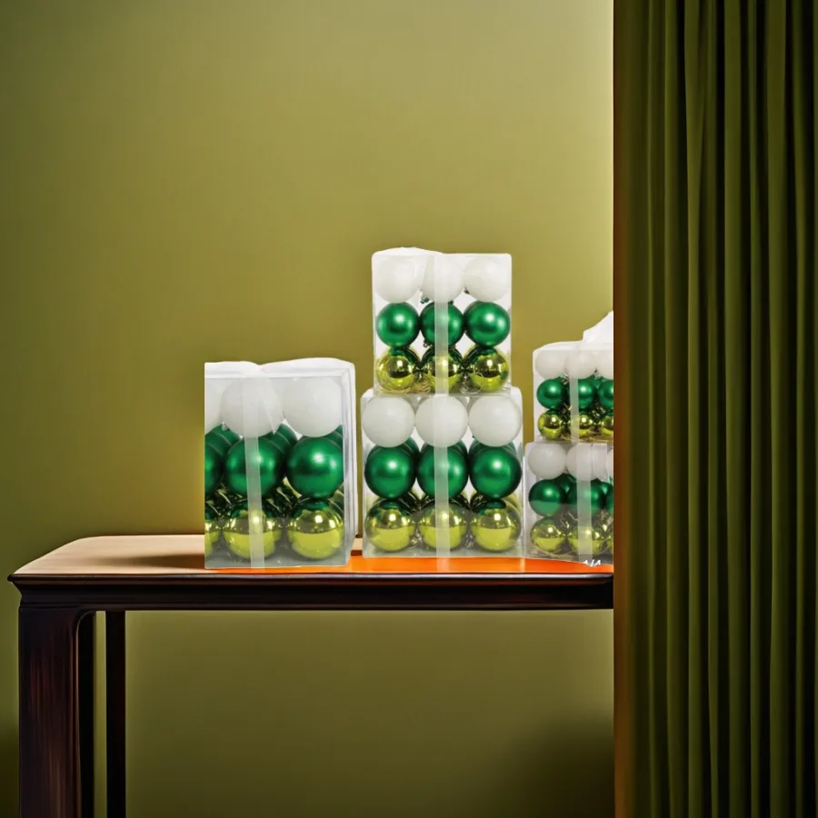 Набор ёлочных шаров зелёный с золотом оптом из Китая — фотография 2