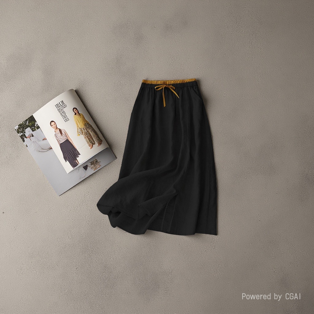 Юбка женская из хлопка и льна миди оптом из Китая — фотография 4