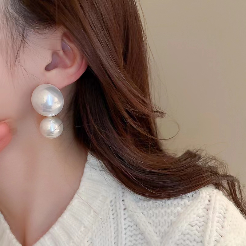 Серьги-гвоздики с крупным жемчугом оптом из Китая — фотография 2