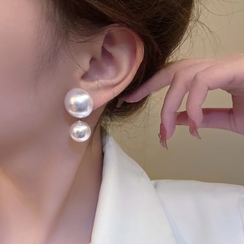 Серьги-гвоздики с крупным жемчугом оптом из Китая — фотография 4