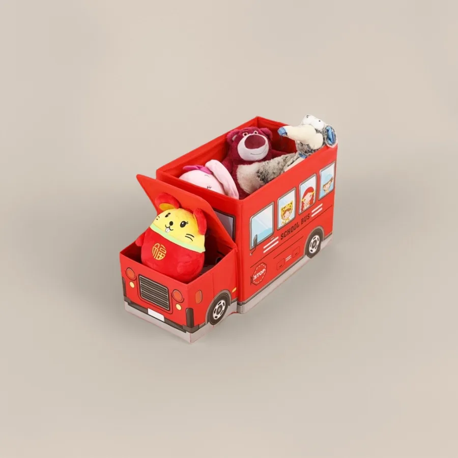 Красный короб для игрушек «Школьный автобус» оптом из Китая — фотография 2