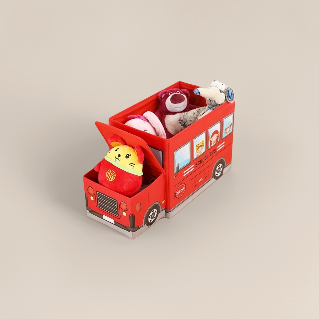 Красный короб для игрушек «Школьный автобус» оптом из Китая — фотография 3