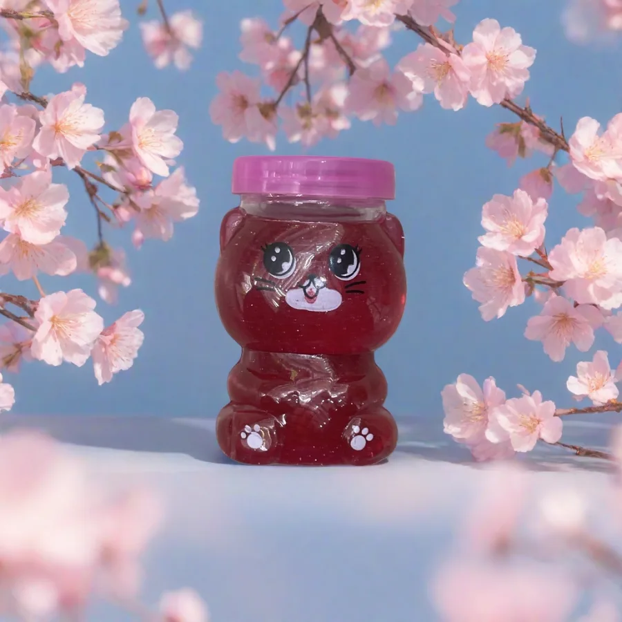 Игрушка-бутылочка «Котик» красная прозрачная оптом из Китая — фотография 2