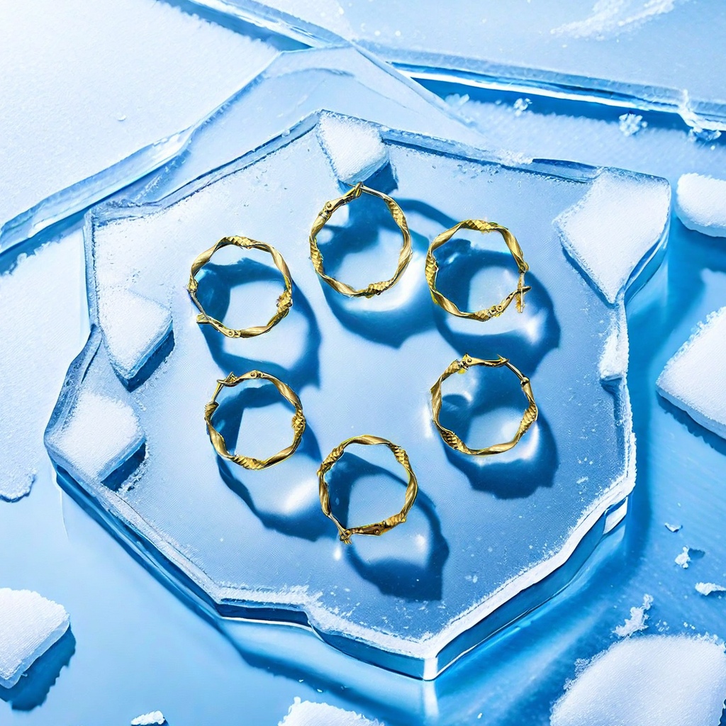 Серьги золотистые витые оптом из Китая — фотография 5