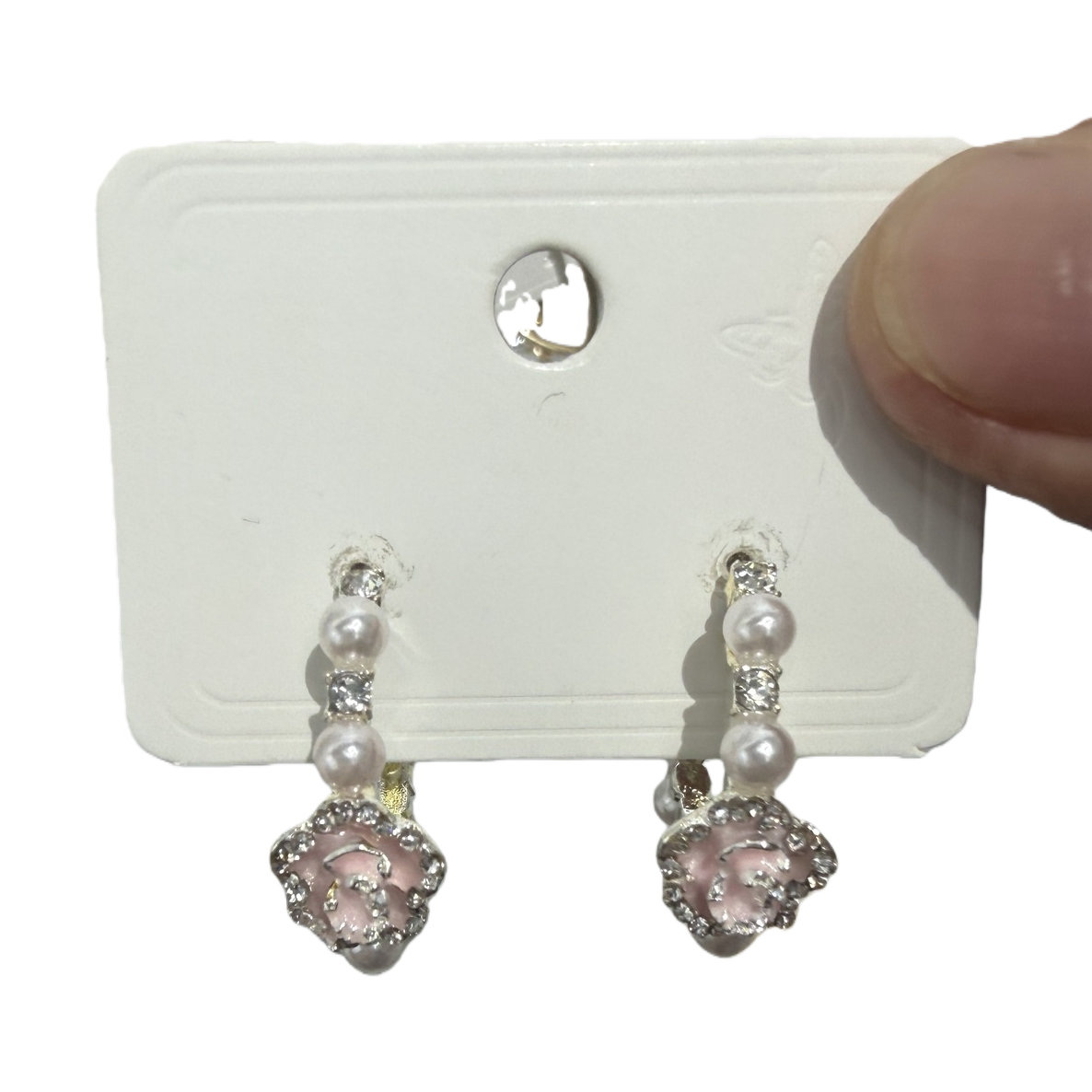 Серьги с розовым цветком и жемчужиной оптом из Китая — фотография 5