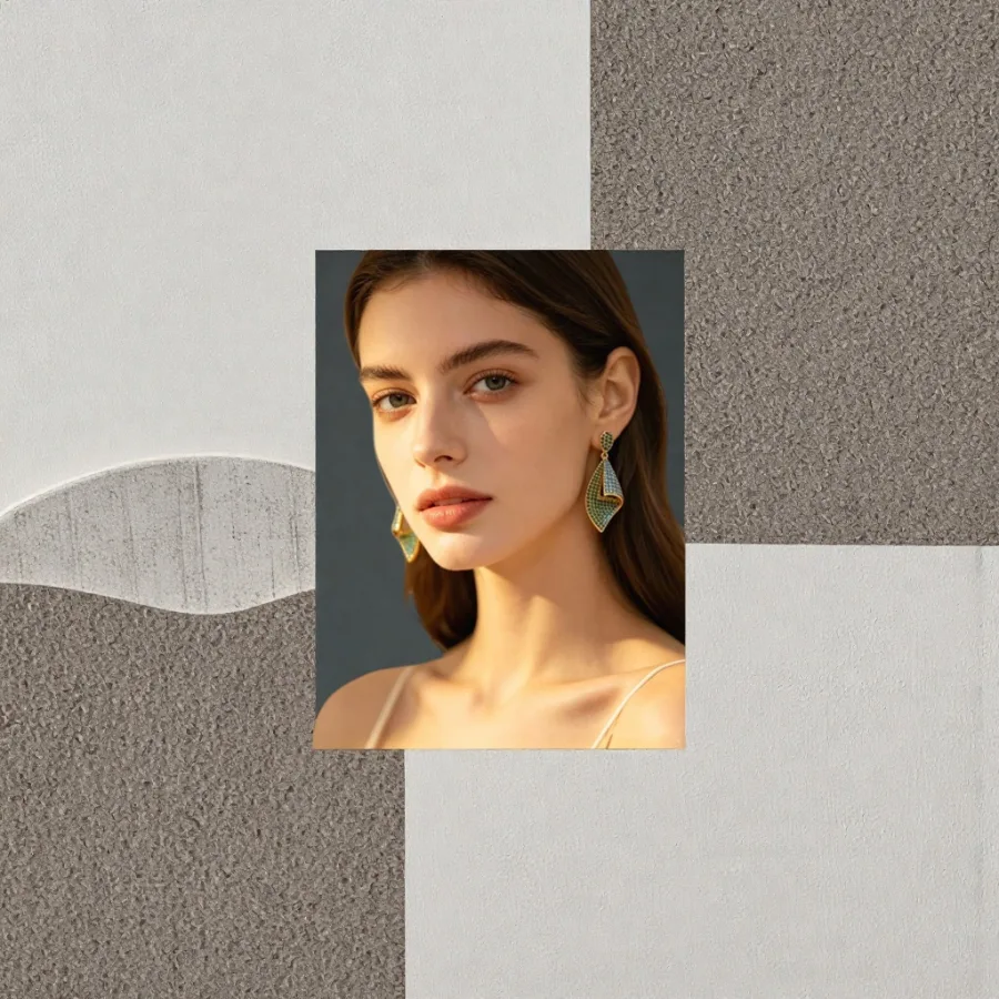 Серьги женские со стразами зелёные оптом из Китая — фотография 2