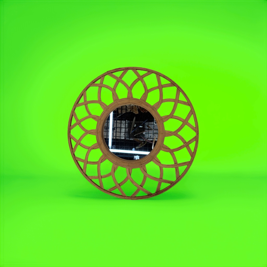 Зеркало круглое из ротанга оптом из Китая — фотография 3