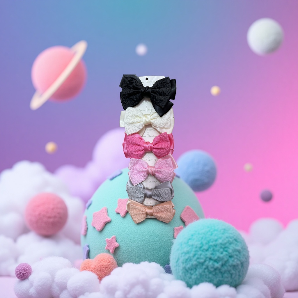 Заколки-банты чёрные, белые, розовые и серые оптом из Китая — фотография 4
