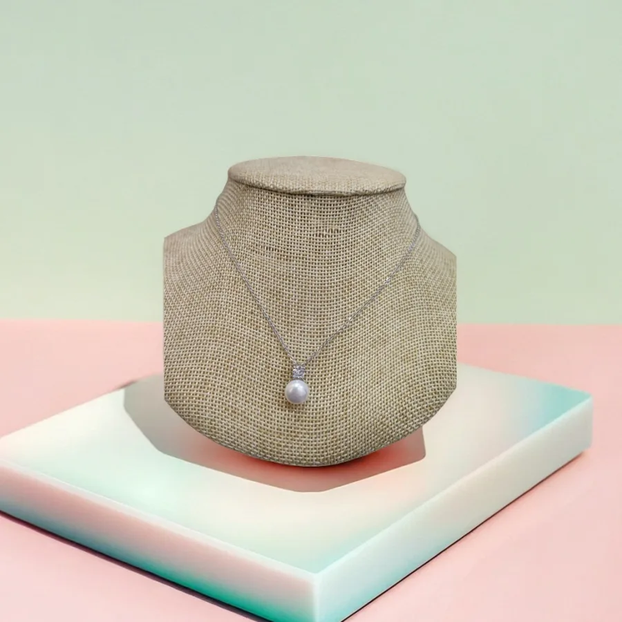 Цепочка серебристая с подвеской из жемчуга оптом из Китая — фотография 2