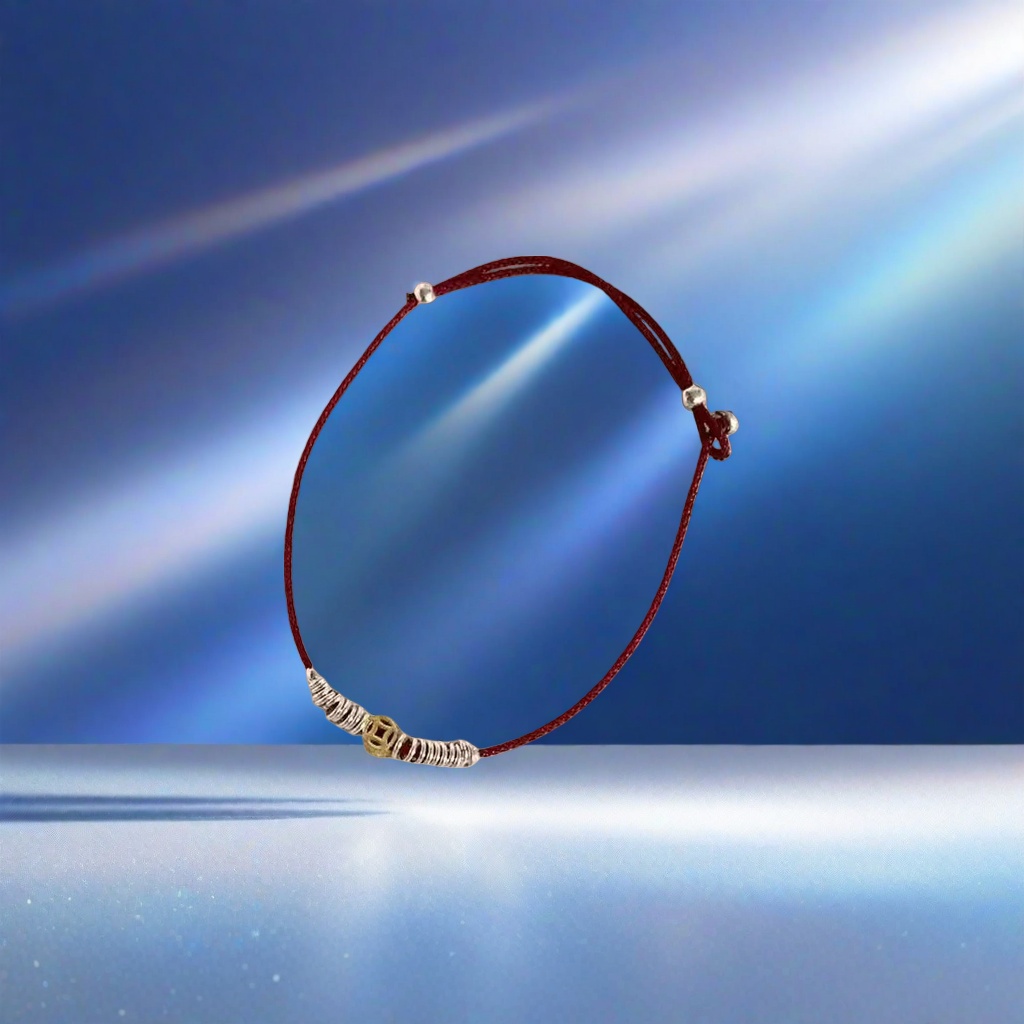 Браслет из серебра 925 на красной нити с монетой оптом из Китая — фотография 4