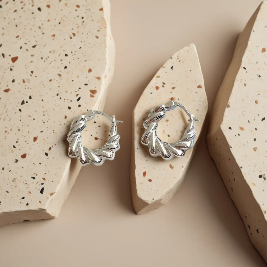 Серьги из серебра 925 витые оптом из Китая — фотография 2