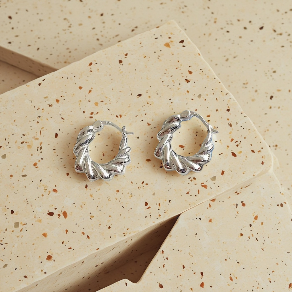 Серьги из серебра 925 витые оптом из Китая — фотография 3