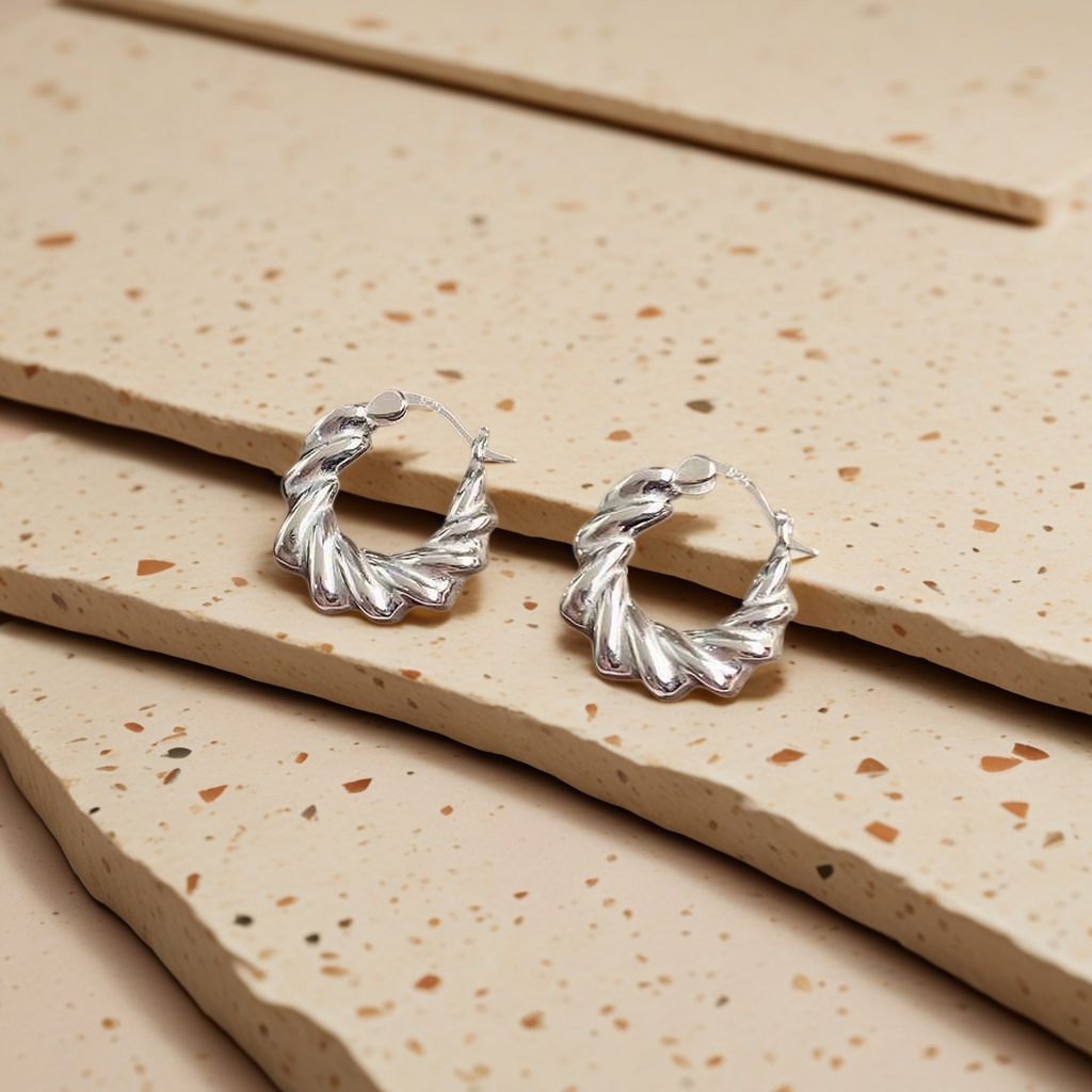 Серьги из серебра 925 витые оптом из Китая — фотография 4
