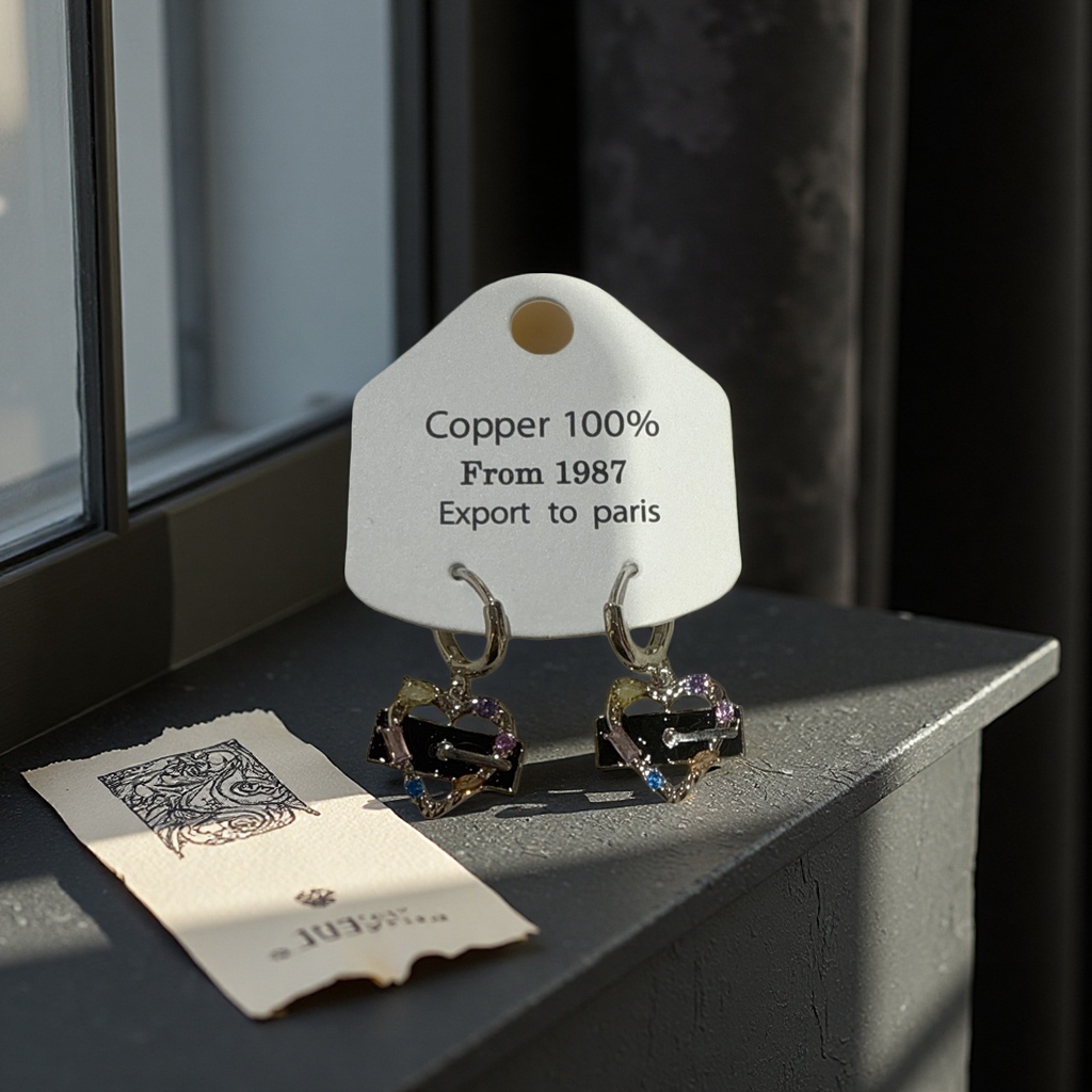Серьги «Сердце» серебристые оптом из Китая — фотография 3