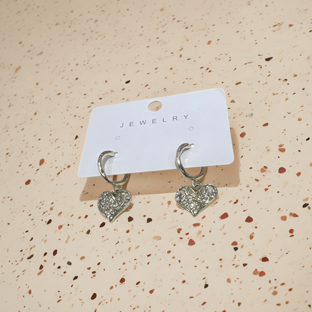 Серьги «Сердце» со стразами золотистые оптом из Китая — фотография 4
