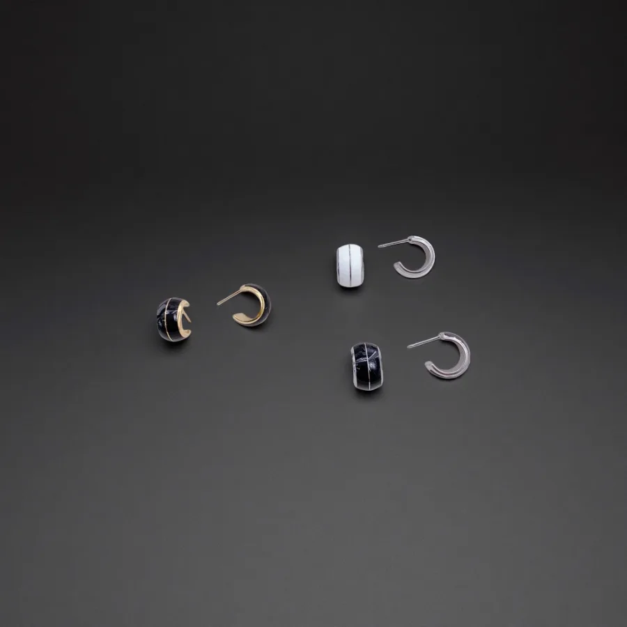 Серьги геометрические чёрно-белые оптом из Китая — фотография 2