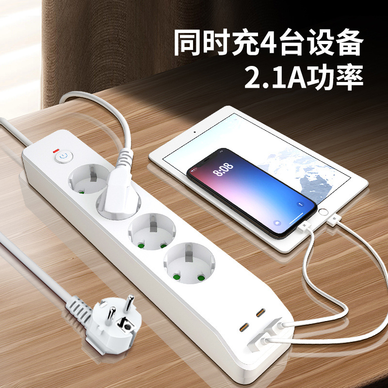 Удлинитель на 4 розетки с USB и PD оптом из Китая — фотография 3