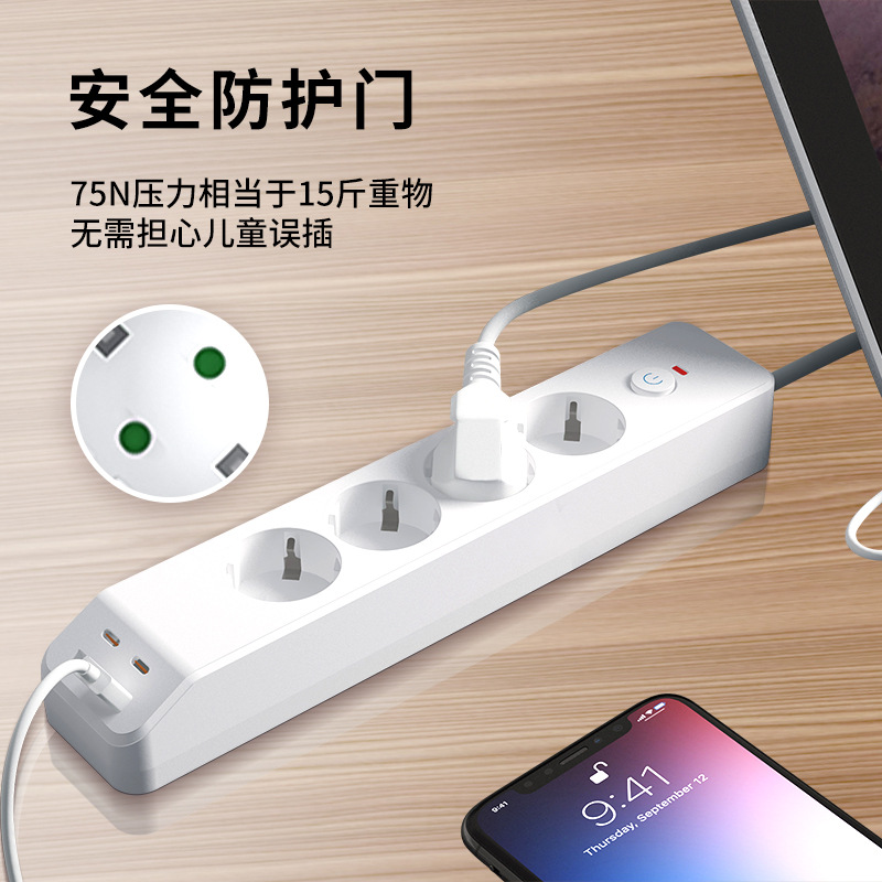 Удлинитель на 4 розетки с USB и PD оптом из Китая — фотография 5
