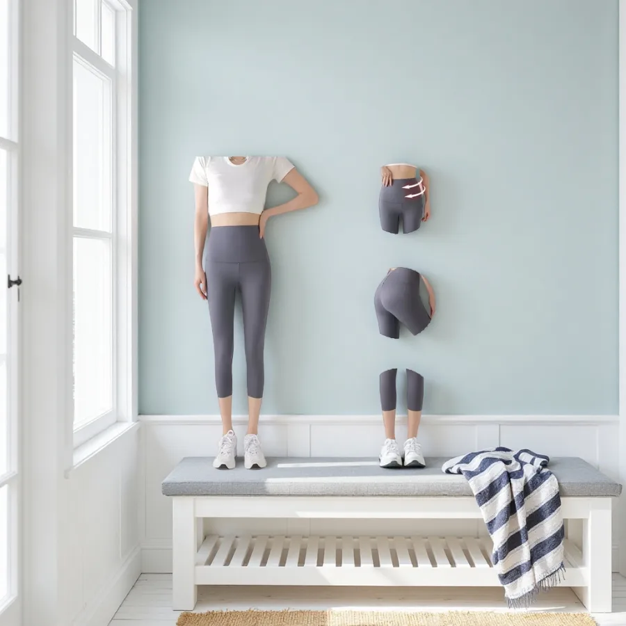 Брюки укороченные серые эластичные оптом из Китая — фотография 2