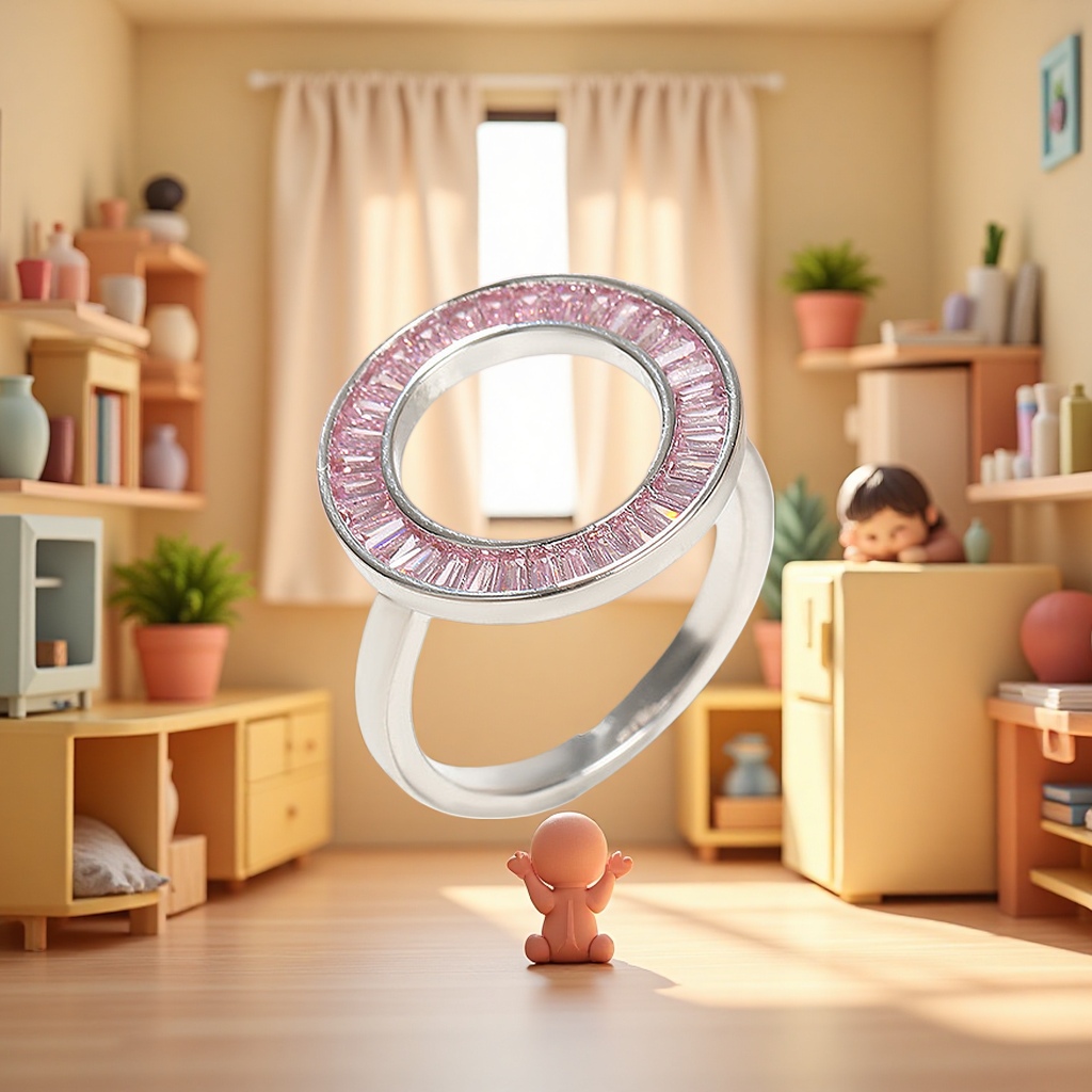 Кольцо с розовыми камнями оптом из Китая — фотография 3