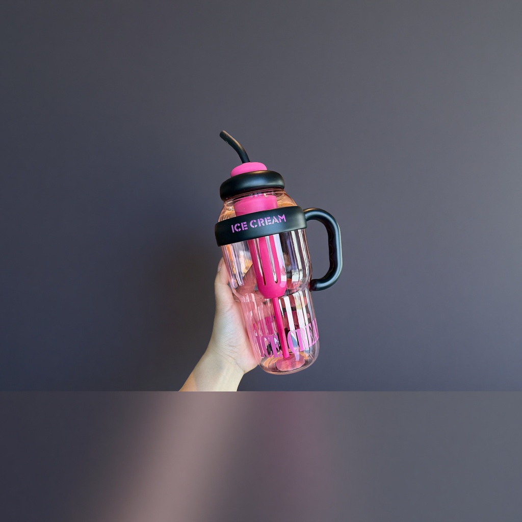 Стакан прозрачный розовый ICE CREAM оптом из Китая — фотография 4