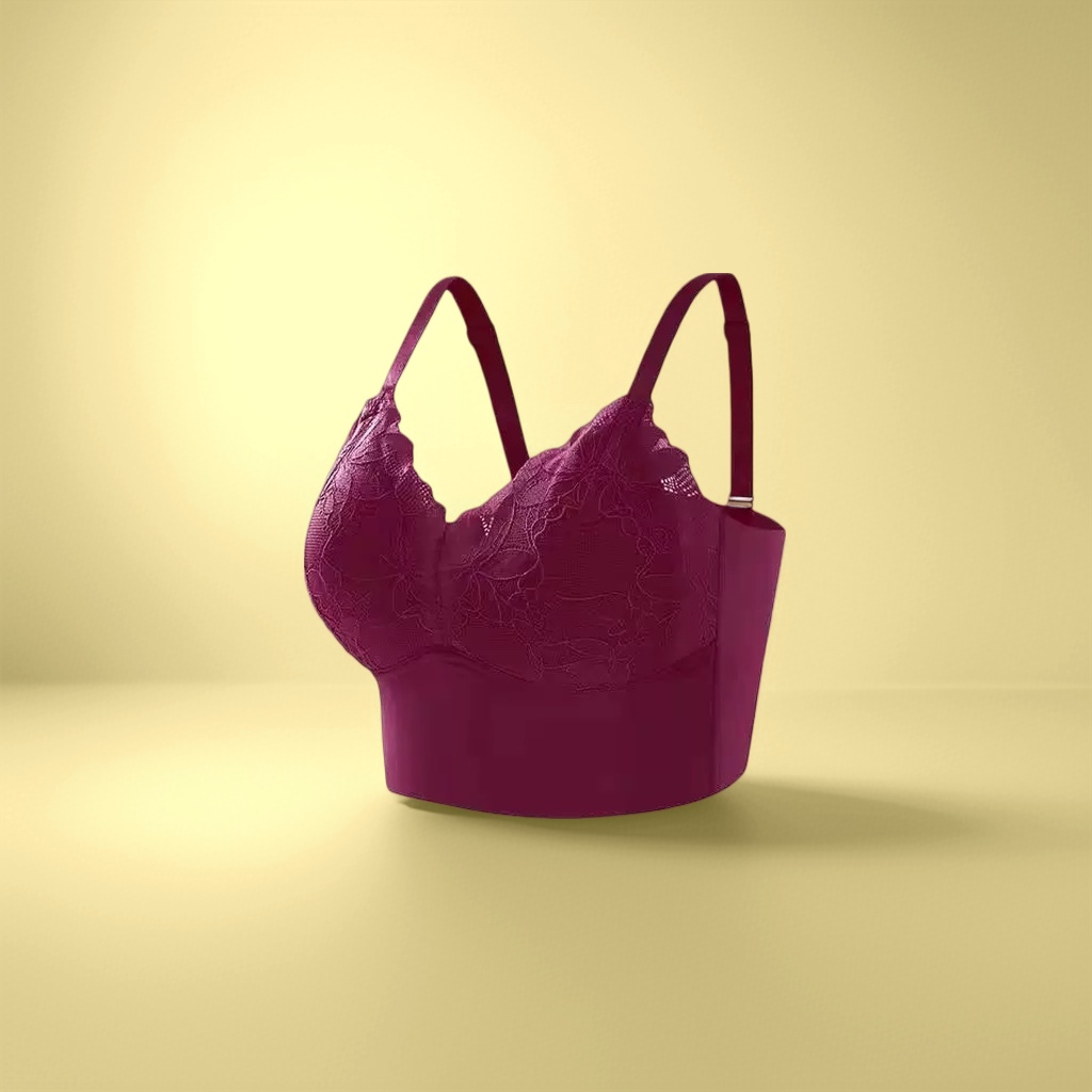 Бюстгальтер кружевной бордовый без косточек оптом из Китая — фотография 3