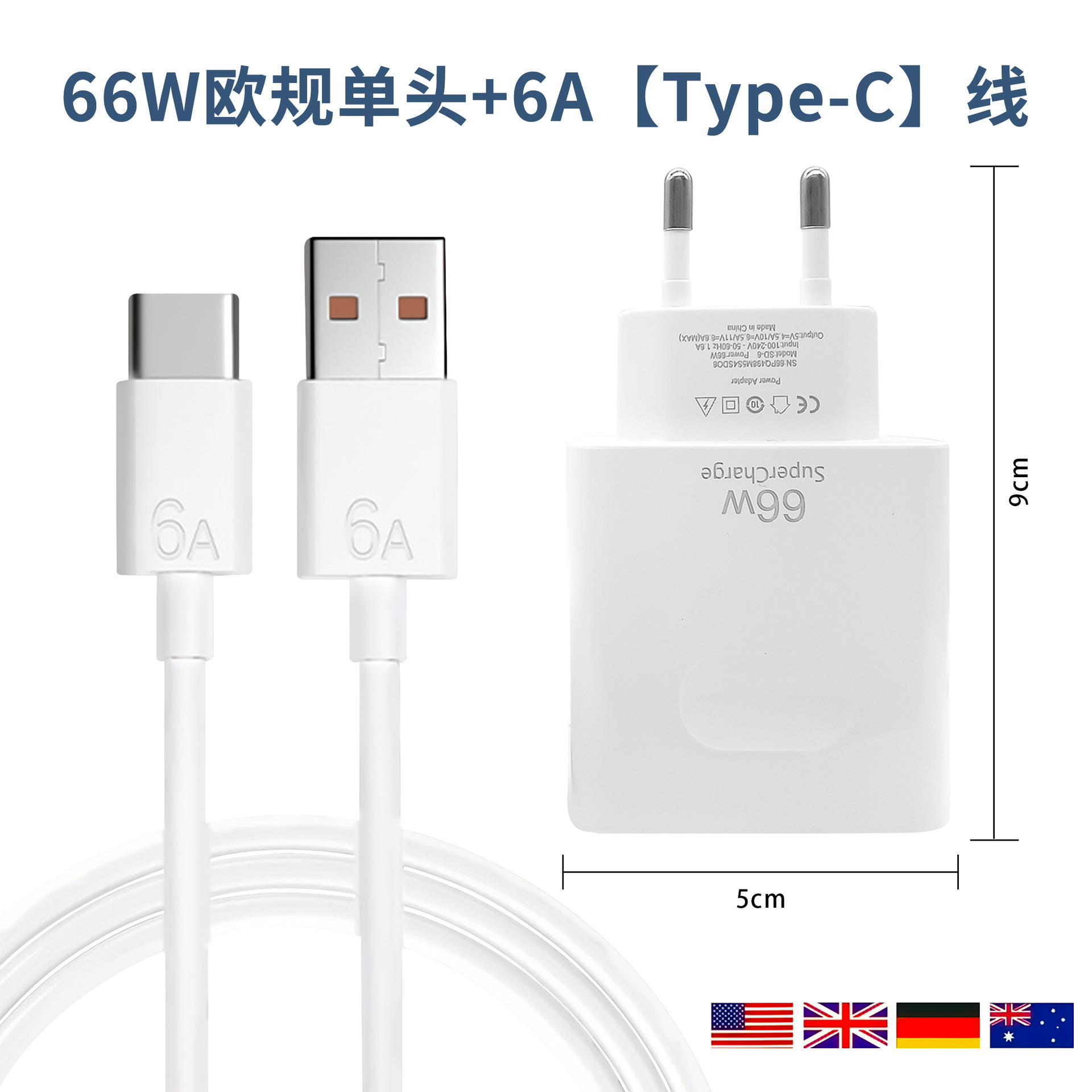Зарядное устройство 66 Вт с USB-C, евровилка оптом из Китая — фотография 3