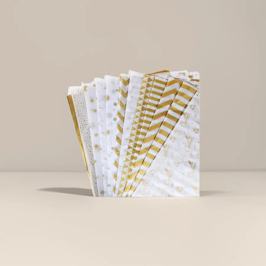 Золотая рождественская упаковочная бумага оптом из Китая — фотография 2