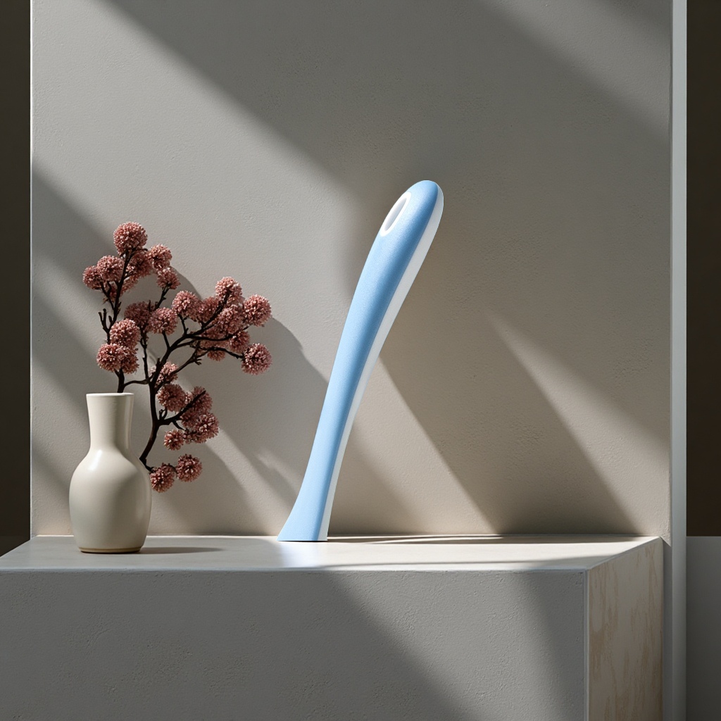 Зубная щётка синяя с изогнутой ручкой оптом из Китая — фотография 5