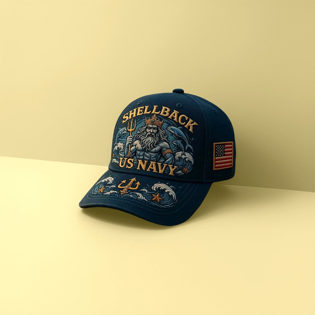Бейсболка тёмно-синяя с трезубцем US NAVY оптом из Китая — фотография 3