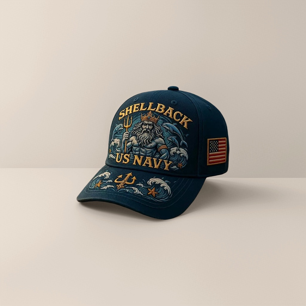 Бейсболка тёмно-синяя с трезубцем US NAVY оптом из Китая — фотография 4