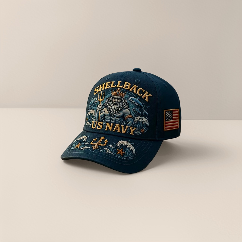 Бейсболка тёмно-синяя с трезубцем US NAVY оптом из Китая — фотография 5