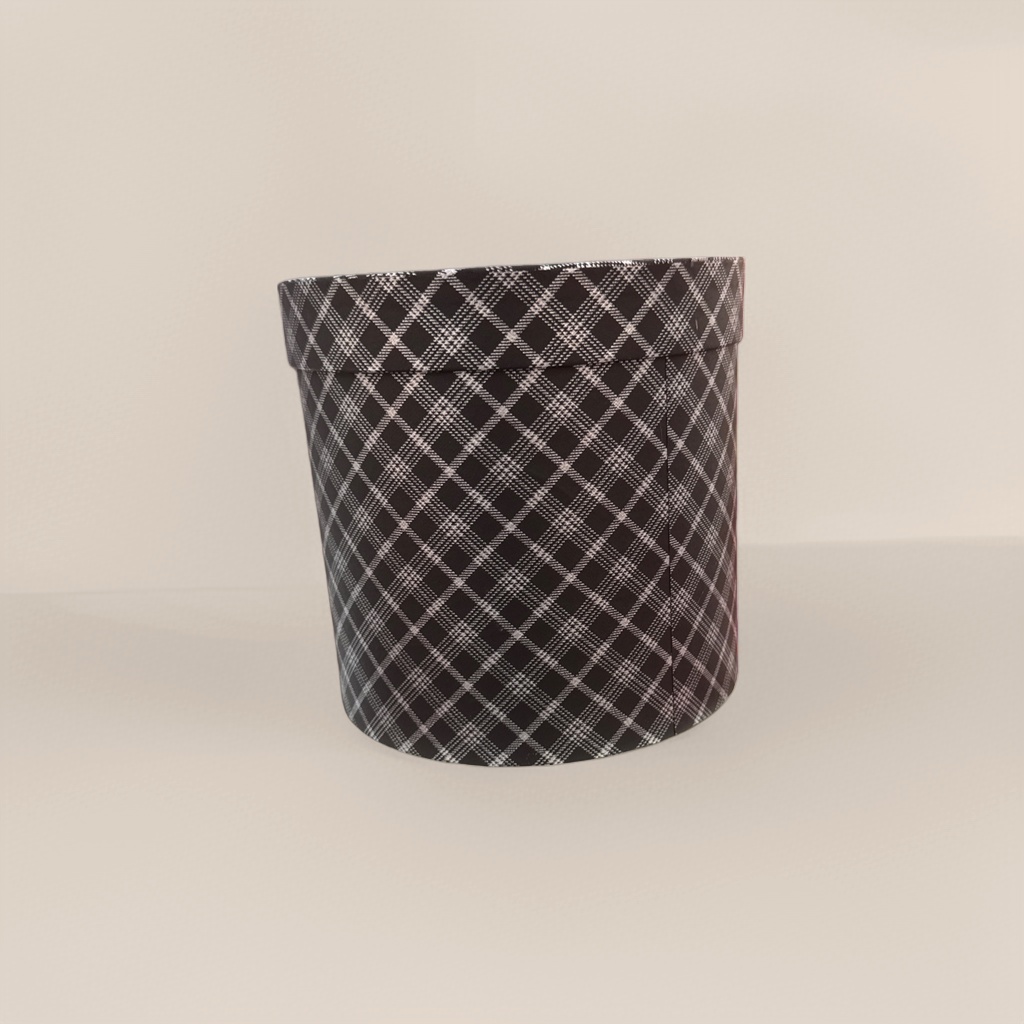 Коробка подарочная-тубус чёрная в клетку оптом из Китая — фотография 5