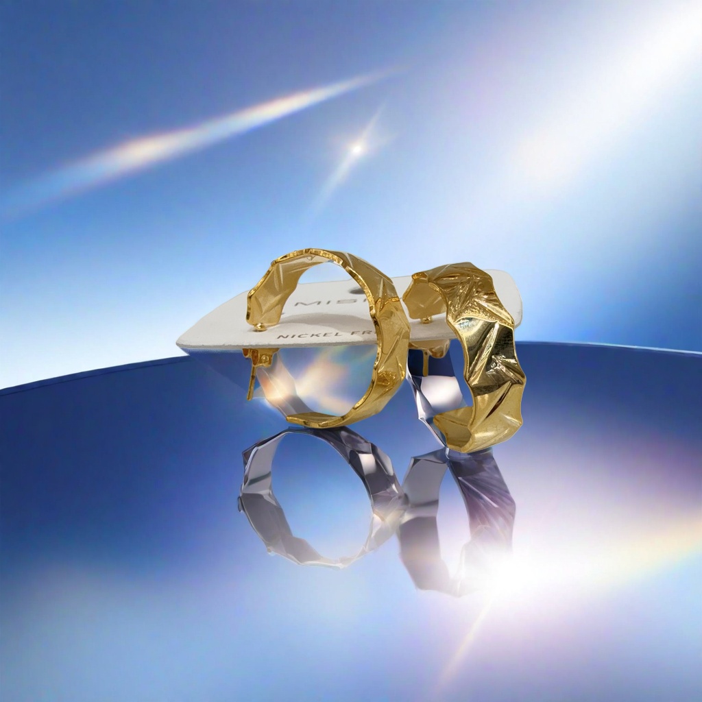 Серьги золотистые геометрические оптом из Китая — фотография 4
