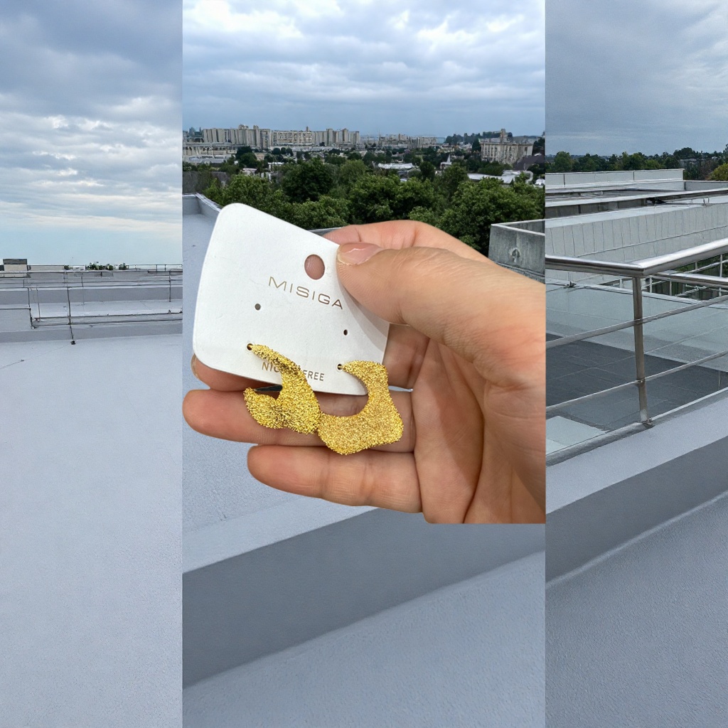 Серьги золотистые с блёстками оптом из Китая — фотография 3