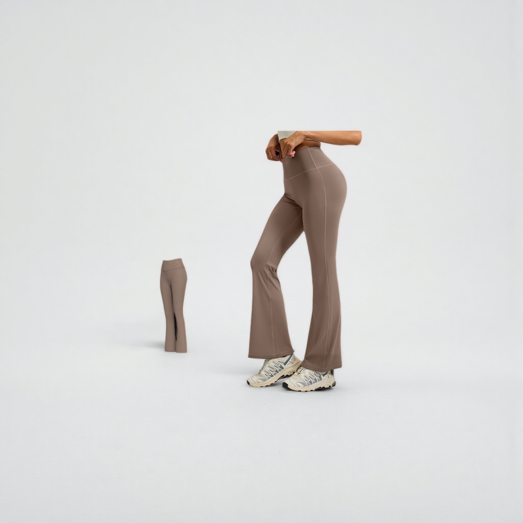 Брюки-клёш женские коричневые оптом из Китая — фотография 3