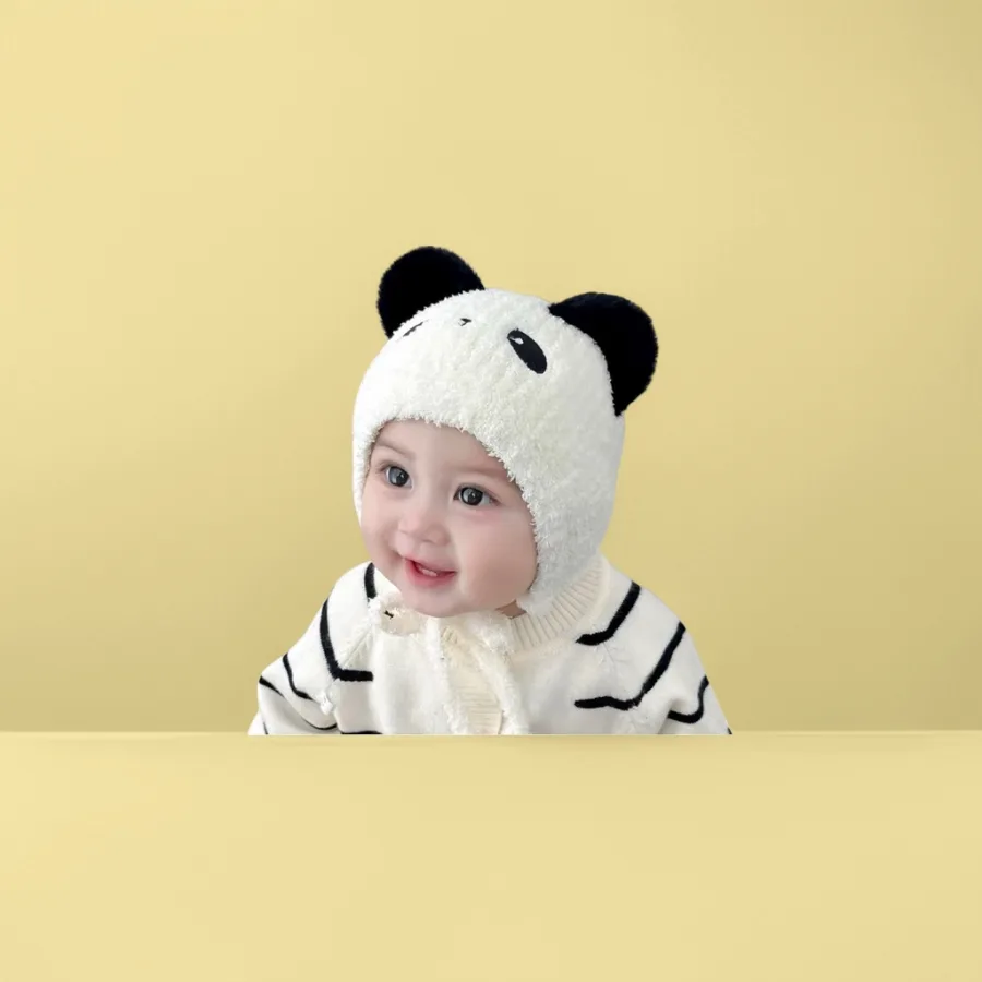 Шапочка детская плюшевая панда оптом из Китая — фотография 2