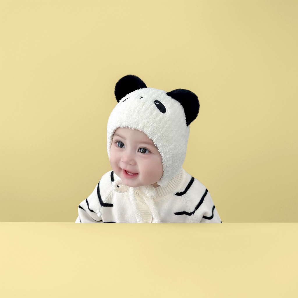 Шапочка детская плюшевая панда оптом из Китая — фотография 3
