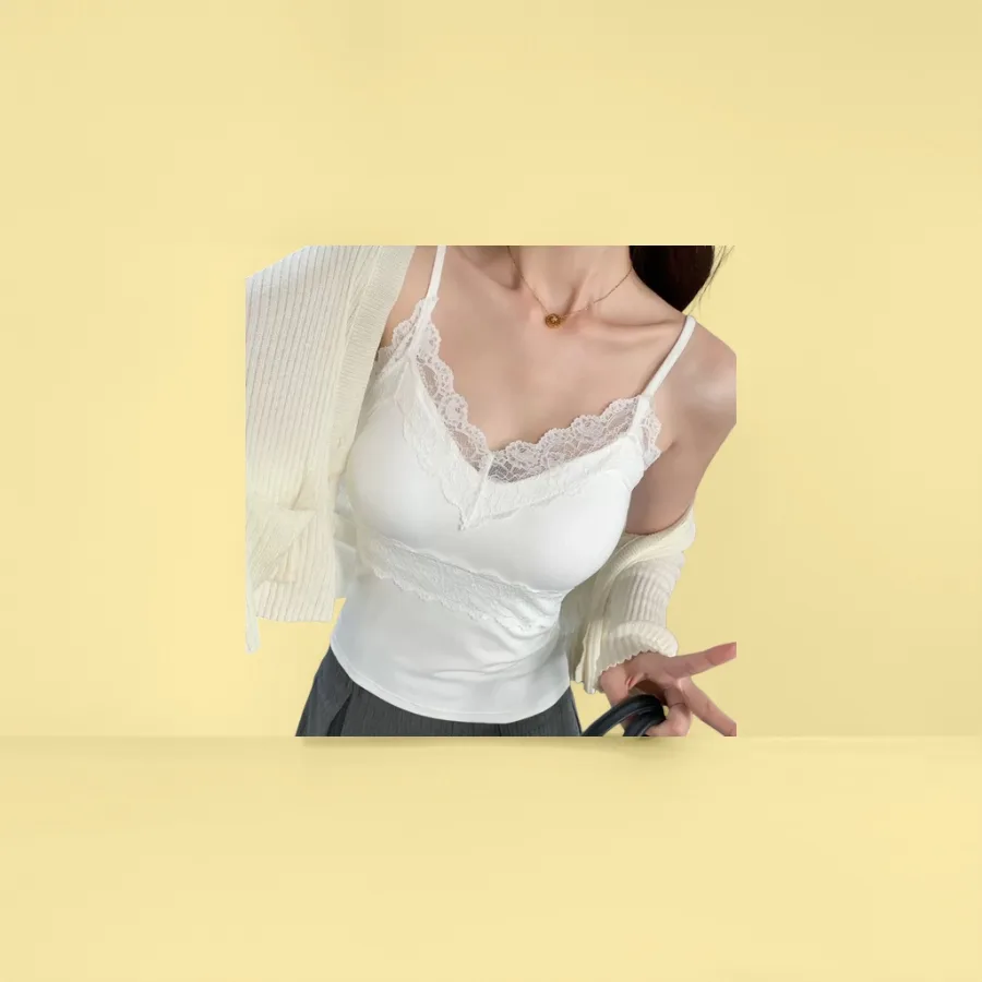 Топ-халтер белый кружевной оптом из Китая — фотография 2