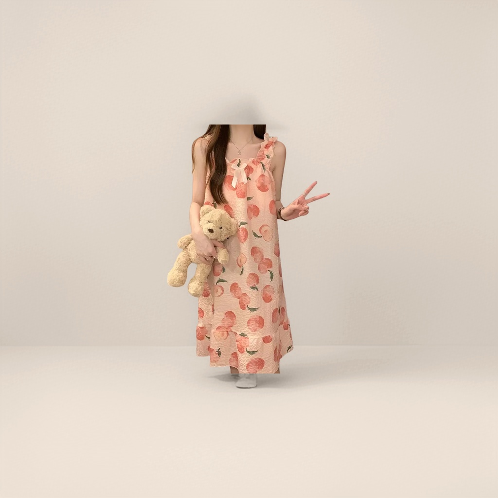 Сорочка ночная с принтом персиков оптом из Китая — фотография 5