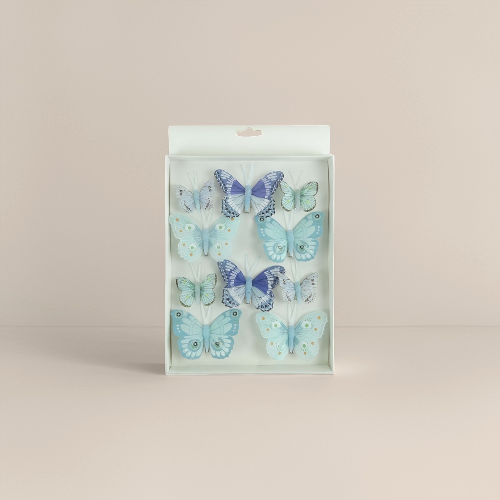 Заколка-бабочка синяя в коробке оптом из Китая — фотография 5