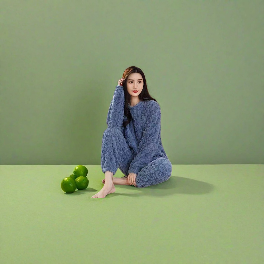 Костюм домашний из кораллового флиса голубой оптом из Китая — фотография 3
