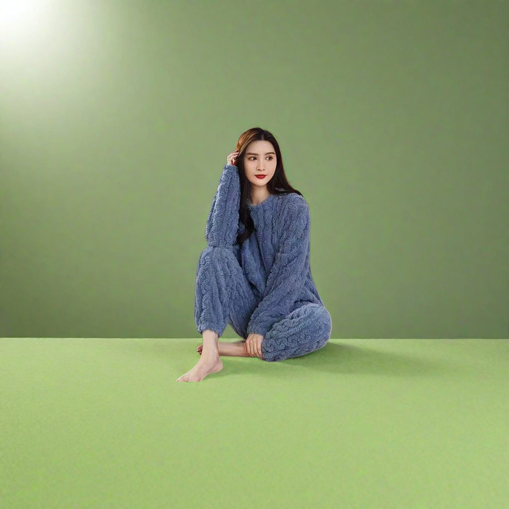 Костюм домашний из кораллового флиса голубой оптом из Китая — фотография 5