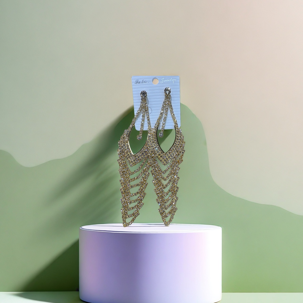 Серьги-кисти золотистые со швензой из серебра оптом из Китая — фотография 3