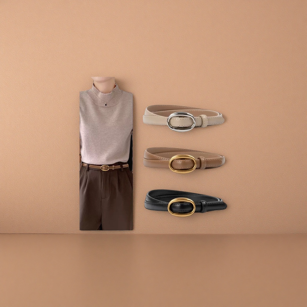 Ремень мужской с металлической овальной пряжкой оптом из Китая — фотография 5
