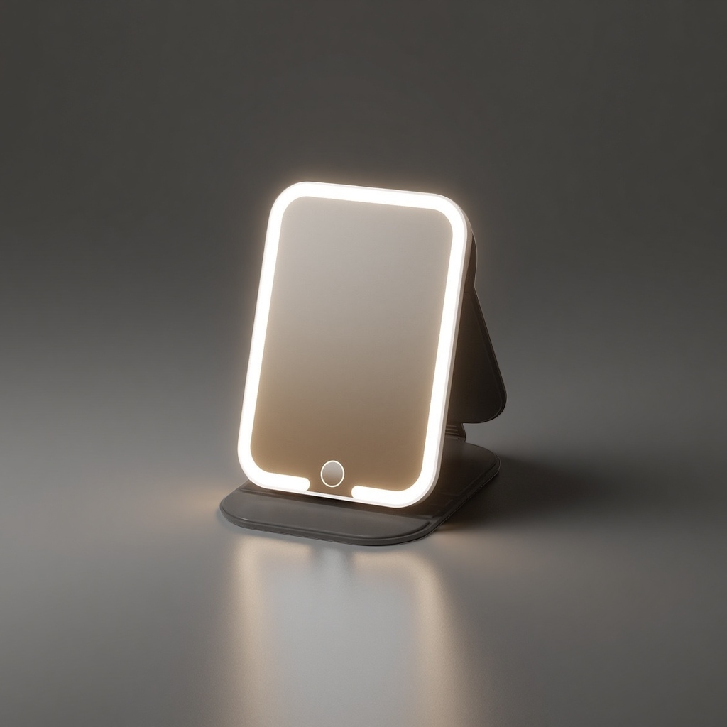 Зеркало настольное с LED-подсветкой в белой рамке оптом из Китая — фотография 3