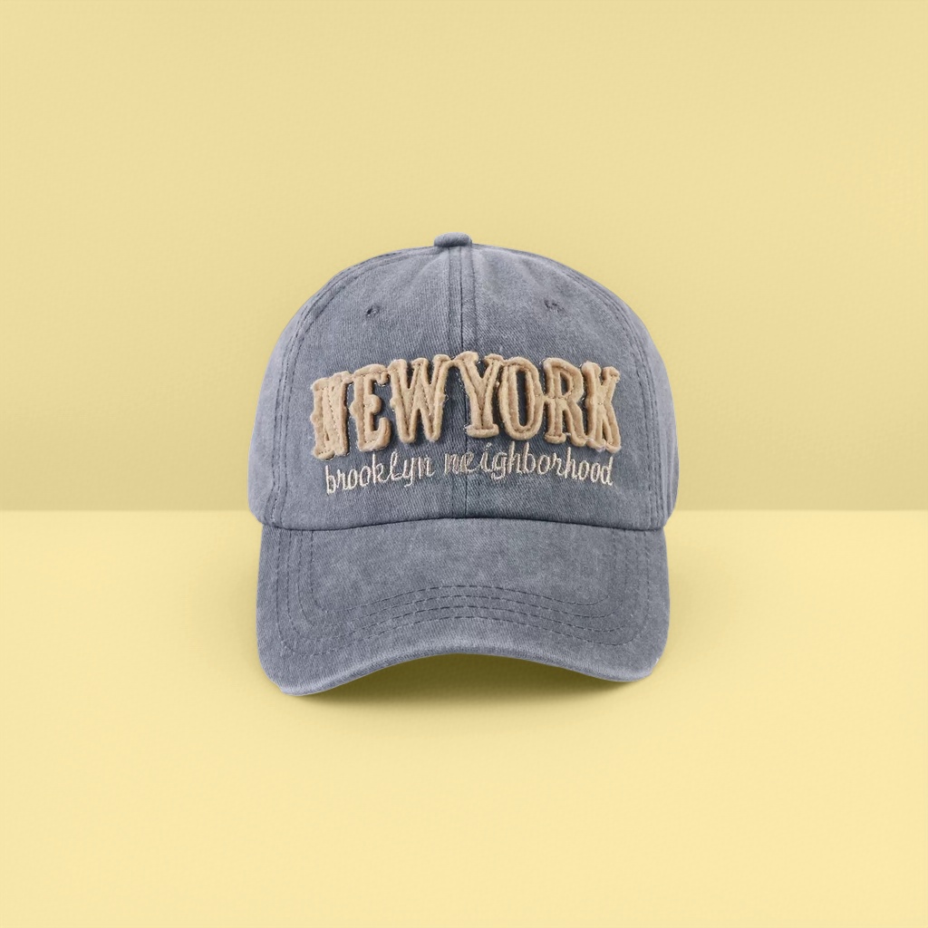 Кепка бейсбольная серая с вышивкой NEW YORK оптом из Китая — фотография 3